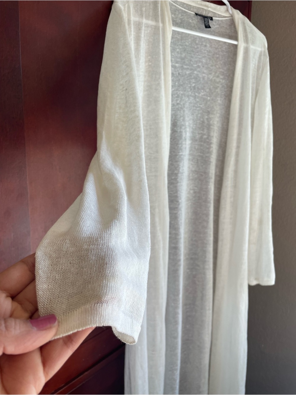 Eileen Fisher Organic Linen Lightweight Duster Cardigan in Ivory Retail $338 - Picture 11 of 14